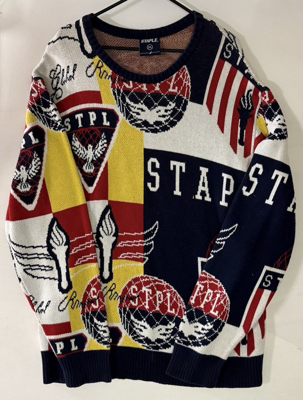 Staple Pigeon Knit Sweater All Over Print 2XL A146